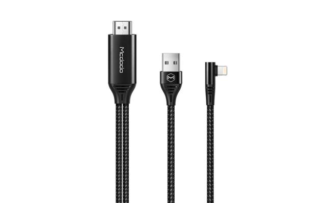 Mcdodo CA-6400 Lightning to HDMI 4K with USB Port HD Adapter TV Cable 2M 90 Degree for iPhone iPad